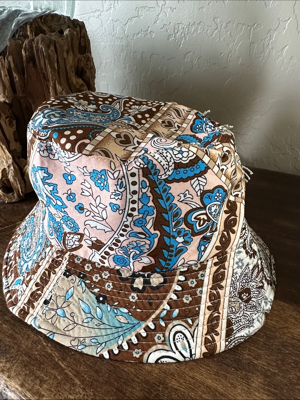 Blueberry Kate Boho Paisley Bucket Hat with Rosette and Accent Pin - Picture 3 of 3